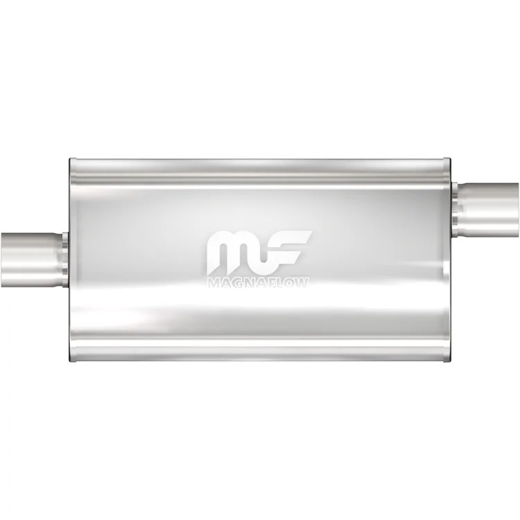 Stainless Muffler 3in Center In / Offset Out